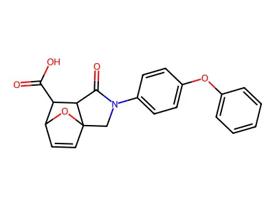 1-oxo-2-(4-phenoxyphenyl)-1,2,3,6,7,7a-hexahydro-3a,6-epoxyisoindole-7-carboxylic acid structure