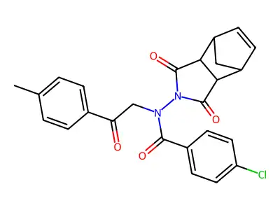 4-chloro-N-(1,3-dioxo-1,3,3a,4,7,7a-hexahydro-2H-4,7-methanoisoindol-2-yl)-N-[2-(4-methylphenyl)-2-oxoethyl]benzamide structure