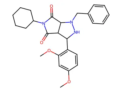 1-benzyl-5-cyclohexyl-3-(2,4-dimethoxyphenyl)tetrahydropyrrolo[3,4-c]pyrazole-4,6(1H,5H)-dione structure