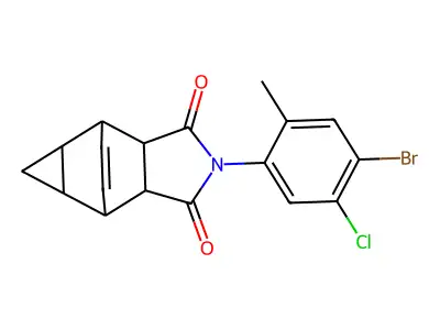 2-(4-bromo-5-chloro-2-methylphenyl)hexahydro-4,6-ethenocyclopropa[f]isoindole-1,3(2H,3aH)-dione structure