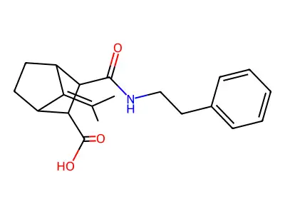 3-[(2-phenylethyl)carbamoyl]-7-(propan-2-ylidene)bicyclo[2.2.1]heptane-2-carboxylic acid structure
