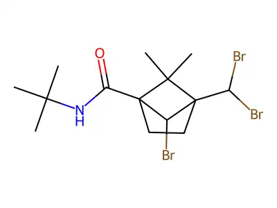6-bromo-N-(tert-butyl)-4-(dibromomethyl)-5,5-dimethylbicyclo[2.1.1]hexane-1-carboxamide structure
