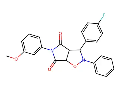 3-(4-fluorophenyl)-5-(3-methoxyphenyl)-2-phenyldihydro-2H-pyrrolo[3,4-d]isoxazole-4,6(5H,6aH)-dione structure