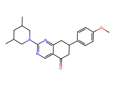 2-(3,5-dimethylpiperidin-1-yl)-7-(4-methoxyphenyl)-7,8-dihydroquinazolin-5(6H)-one structure