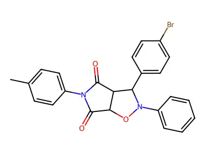 3-(4-bromophenyl)-2-phenyl-5-(p-tolyl)dihydro-2H-pyrrolo[3,4-d]isoxazole-4,6(5H,6aH)-dione structure