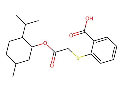 2-((2-((5-Methyl-2-(propan-2-yl)cyclohexyl)oxy)-2-oxoethyl)sulfanyl)benzoic acid structure