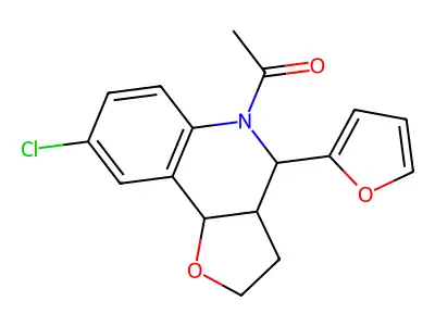 1-[8-chloro-4-(furan-2-yl)-2,3,3a,9b-tetrahydrofuro[3,2-c]quinolin-5(4H)-yl]ethanone structure