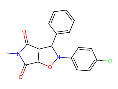 2-(4-chlorophenyl)-5-methyl-3-phenyldihydro-2H-pyrrolo[3,4-d][1,2]oxazole-4,6(3H,5H)-dione structure