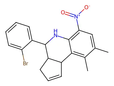 4-(2-bromophenyl)-8,9-dimethyl-6-nitro-3a,4,5,9b-tetrahydro-3H-cyclopenta[c]quinoline structure