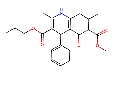 6-methyl 3-propyl 2,7-dimethyl-4-(4-methylphenyl)-5-oxo-1,4,5,6,7,8-hexahydroquinoline-3,6-dicarboxylate structure