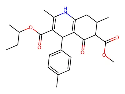 3-butan-2-yl 6-methyl 2,7-dimethyl-4-(4-methylphenyl)-5-oxo-1,4,5,6,7,8-hexahydroquinoline-3,6-dicarboxylate structure