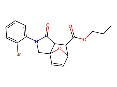 propyl 2-(2-bromophenyl)-1-oxo-1,2,3,6,7,7a-hexahydro-3a,6-epoxyisoindole-7-carboxylate structure