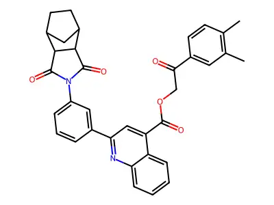 2-(3,4-dimethylphenyl)-2-oxoethyl 2-[3-(1,3-dioxooctahydro-2H-4,7-methanoisoindol-2-yl)phenyl]quinoline-4-carboxylate structure