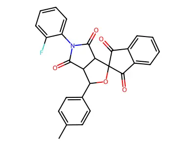 5-(2-fluorophenyl)-3-(4-methylphenyl)-3a,6a-dihydrospiro[furo[3,4-c]pyrrole-1,2'-indene]-1',3',4,6(3H,5H)-tetrone structure