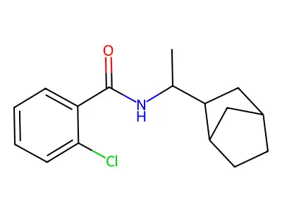 N-[1-(2-bicyclo[2.2.1]heptanyl)ethyl]-2-chlorobenzamide structure