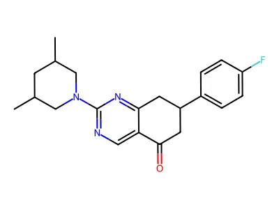 2-(3,5-dimethylpiperidin-1-yl)-7-(4-fluorophenyl)-7,8-dihydroquinazolin-5(6H)-one structure