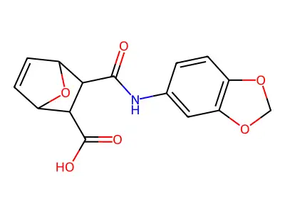 2-(1,3-benzodioxol-5-ylcarbamoyl)-7-oxabicyclo[2.2.1]hept-5-ene-3-carboxylic acid structure