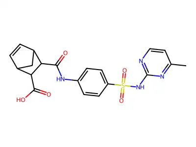 3-({4-[(4-methylpyrimidin-2-yl)sulfamoyl]phenyl}carbamoyl)bicyclo[2.2.1]hept-5-ene-2-carboxylic acid structure