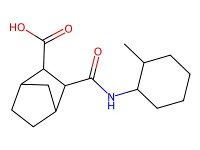 2-[(2-Methylcyclohexyl)carbamoyl]bicyclo[2.2.1]heptane-3-carboxylic acid structure