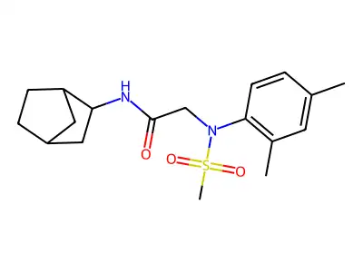 N-(3-bicyclo[2.2.1]heptanyl)-2-(2,4-dimethyl-N-methylsulfonylanilino)acetamide structure