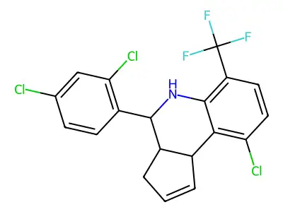 9-chloro-4-(2,4-dichlorophenyl)-6-(trifluoromethyl)-3a,4,5,9b-tetrahydro-3H-cyclopenta[c]quinoline structure