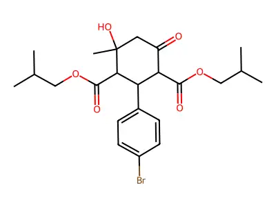 bis(2-methylpropyl) 2-(4-bromophenyl)-4-hydroxy-4-methyl-6-oxocyclohexane-1,3-dicarboxylate structure