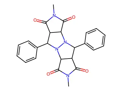 2,7-dimethyl-5,10-diphenyltetrahydropyrrolo[3,4-c]pyrrolo[3',4':4,5]pyrazolo[1,2-a]pyrazole-1,3,6,8(2H,3aH,5H,7H)-tetrone structure