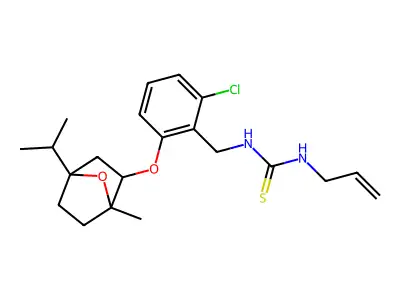 N-allyl-N'-{2-chloro-6-[(4-isopropyl-1-methyl-7-oxabicyclo[2.2.1]hept-2-yl)oxy]benzyl}thiourea structure