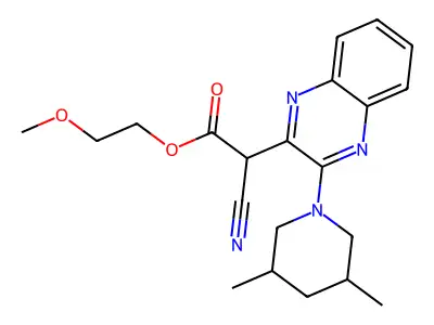 2-Methoxyethyl cyano[3-(3,5-dimethylpiperidin-1-yl)quinoxalin-2-yl]acetate structure