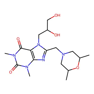 7-(2,3-dihydroxypropyl)-8-[(2,6-dimethylmorpholin-4-yl)methyl]-1,3-dimethylpurine-2,6-dione structure