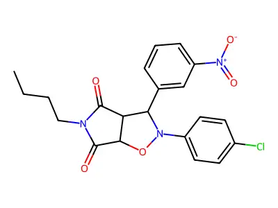 5-butyl-2-(4-chlorophenyl)-3-(3-nitrophenyl)dihydro-2H-pyrrolo[3,4-d]isoxazole-4,6(5H,6aH)-dione structure