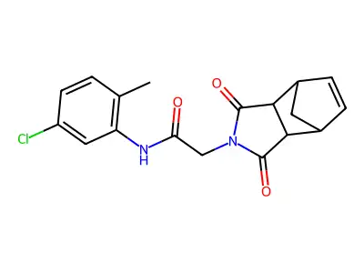 N-(5-chloro-2-methylphenyl)-2-(1,3-dioxo-1,3,3a,4,7,7a-hexahydro-2H-4,7-methanoisoindol-2-yl)acetamide structure