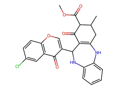 methyl 11-(6-chloro-4-oxo-4H-chromen-3-yl)-3-methyl-1-oxo-2,3,4,5,10,11-hexahydro-1H-dibenzo[b,e][1,4]diazepine-2-carboxylate structure