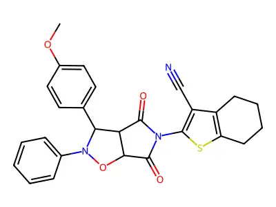 2-(3-(4-methoxyphenyl)-4,6-dioxo-2-phenyltetrahydro-2H-pyrrolo[3,4-d]isoxazol-5(3H)-yl)-4,5,6,7-tetrahydrobenzo[b]thiophene-3-carbonitrile structure
