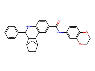 N-(2,3-Dihydrobenzo[b][1,4]dioxin-6-yl)-6-phenyl-5,6,6a,7,8,9,10,10a-octahydro-7,10-methanophenanthridine-2-carboxamide structure