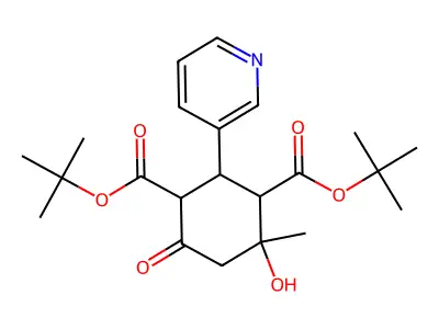 ditert-butyl 4-hydroxy-4-methyl-6-oxo-2-pyridin-3-ylcyclohexane-1,3-dicarboxylate structure
