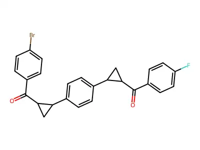 (2-{4-[2-(4-bromobenzoyl)cyclopropyl]phenyl}cyclopropyl)(4-fluorophenyl)methanone structure
