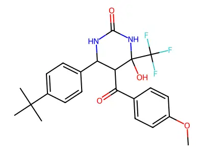 6-(4-tert-butylphenyl)-4-hydroxy-5-(4-methoxybenzoyl)-4-(trifluoromethyl)-1,3-diazinan-2-one structure