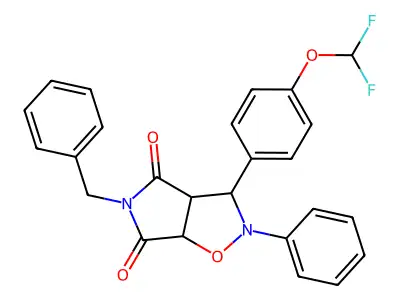 5-benzyl-3-(4-(difluoromethoxy)phenyl)-2-phenyldihydro-2H-pyrrolo[3,4-d]isoxazole-4,6(5H,6aH)-dione structure
