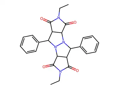 2,7-diethyl-5,10-diphenyltetrahydropyrrolo[3,4-c]pyrrolo[3',4':4,5]pyrazolo[1,2-a]pyrazole-1,3,6,8(2H,3aH,5H,7H)-tetrone structure