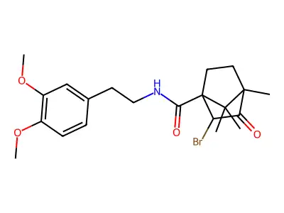 2-bromo-N-[2-(3,4-dimethoxyphenyl)ethyl]-4,7,7-trimethyl-3-oxobicyclo[2.2.1]heptane-1-carboxamide structure