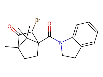 3-bromo-4-(2,3-dihydro-1H-indol-1-ylcarbonyl)-1,7,7-trimethylbicyclo[2.2.1]heptan-2-one structure