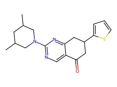 2-(3,5-dimethylpiperidin-1-yl)-7-(thiophen-2-yl)-7,8-dihydroquinazolin-5(6H)-one structure