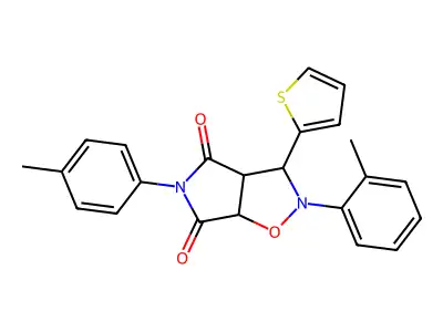 3-(thiophen-2-yl)-2-(o-tolyl)-5-(p-tolyl)dihydro-2H-pyrrolo[3,4-d]isoxazole-4,6(5H,6aH)-dione structure