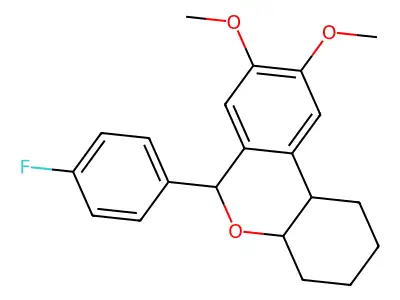 6-(4-fluorophenyl)-8,9-dimethoxy-2,3,4,4a,6,10b-hexahydro-1H-benzo[c]chromene structure