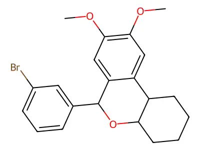 6-(3-bromophenyl)-8,9-dimethoxy-2,3,4,4a,6,10b-hexahydro-1H-benzo[c]chromene structure
