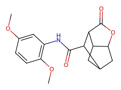 N-(2,5-dimethoxyphenyl)-5-oxo-4-oxatricyclo[4.2.1.0~3,7~]nonane-9-carboxamide structure
