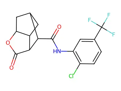 N-[2-chloro-5-(trifluoromethyl)phenyl]-2-oxohexahydro-2H-3,5-methanocyclopenta[b]furan-7-carboxamide structure