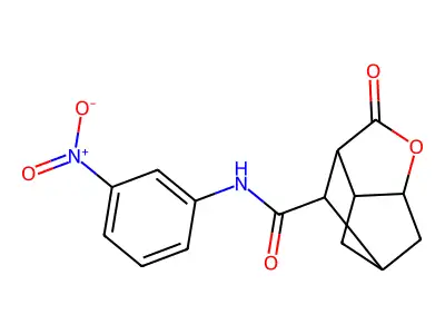 N-(3-nitrophenyl)-2-oxohexahydro-2H-3,5-methanocyclopenta[b]furan-7-carboxamide structure