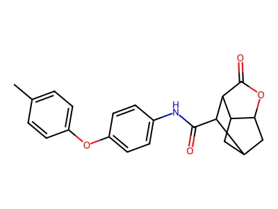 N-[4-(4-methylphenoxy)phenyl]-2-oxohexahydro-2H-3,5-methanocyclopenta[b]furan-7-carboxamide structure